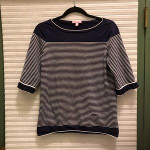Lilly Pulitzer striped shirt sleeve sweater